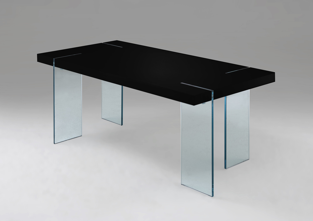 NOVA 190 Table clear glass Highgloss black 190 x 95, H 75 cm